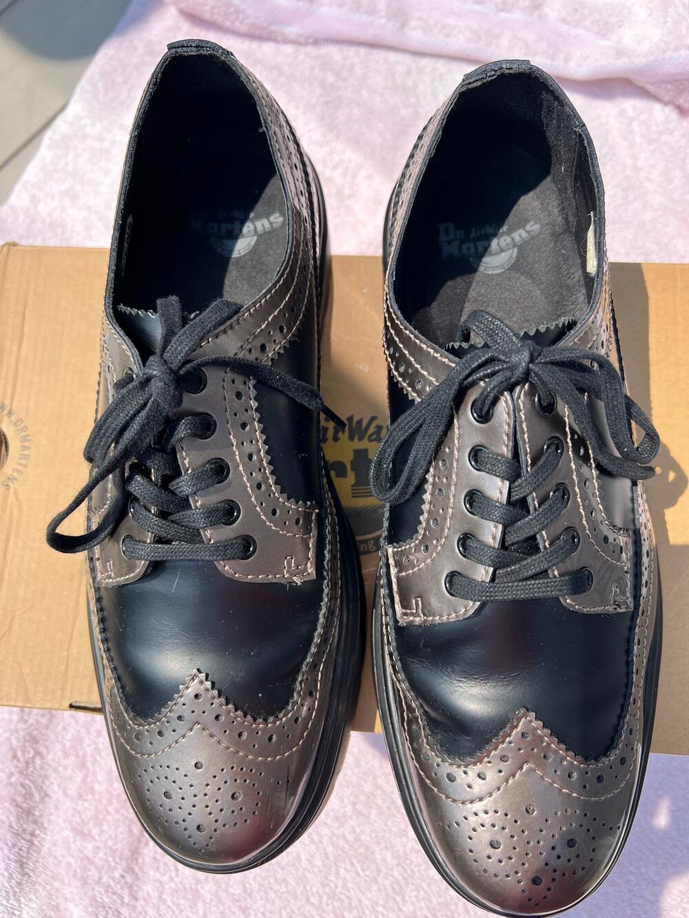 Rare Dr. Martens Floyd Spectra Wingtip Oxford Pewter Black Shoes US Mens 10